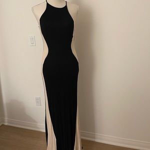 Long Black Dress With Crème Sides
